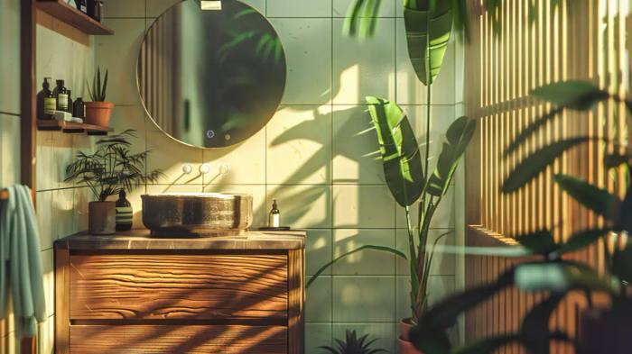 Bagno verde salvia e legno: quale box doccia scegliere per lo stile biophilic